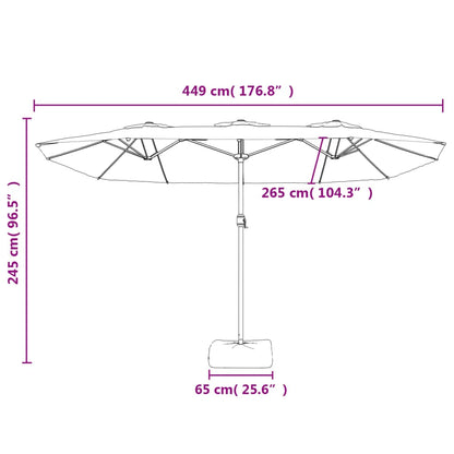 Parasol dubbel 449x245 cm zandwit