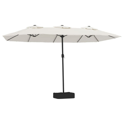 Parasol dubbel met LED 449x245 cm zandwit