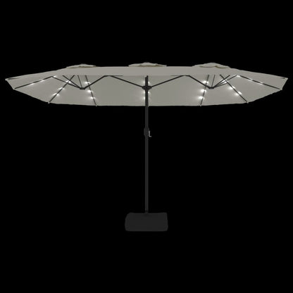Parasol dubbel met LED 449x245 cm zandwit