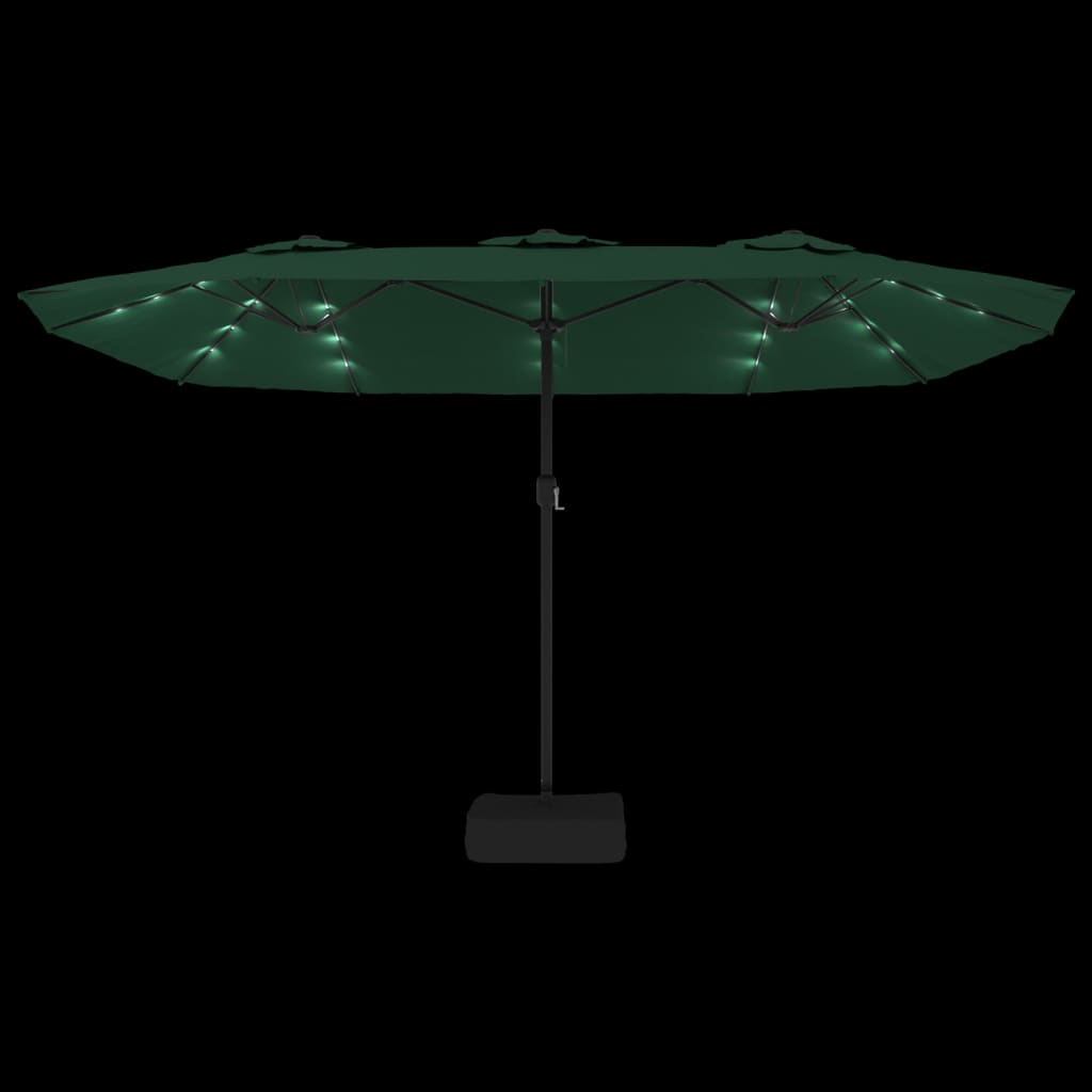 Parasol dubbel met LED 449x245 cm groen