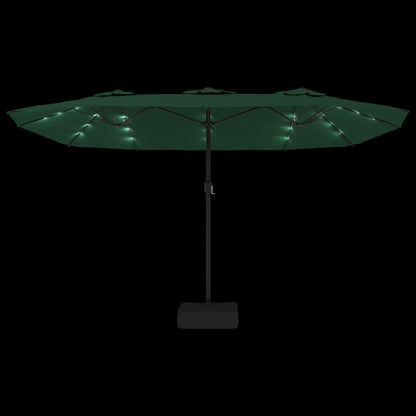 Parasol dubbel met LED 449x245 cm groen