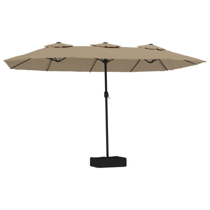 Parasol dubbel met LED 449x245 cm taupe