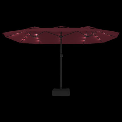 Parasol dubbel met LED 449x245 cm bordeauxrood