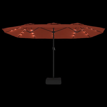 Parasol dubbel met LED 449x245 cm terracottakleurig