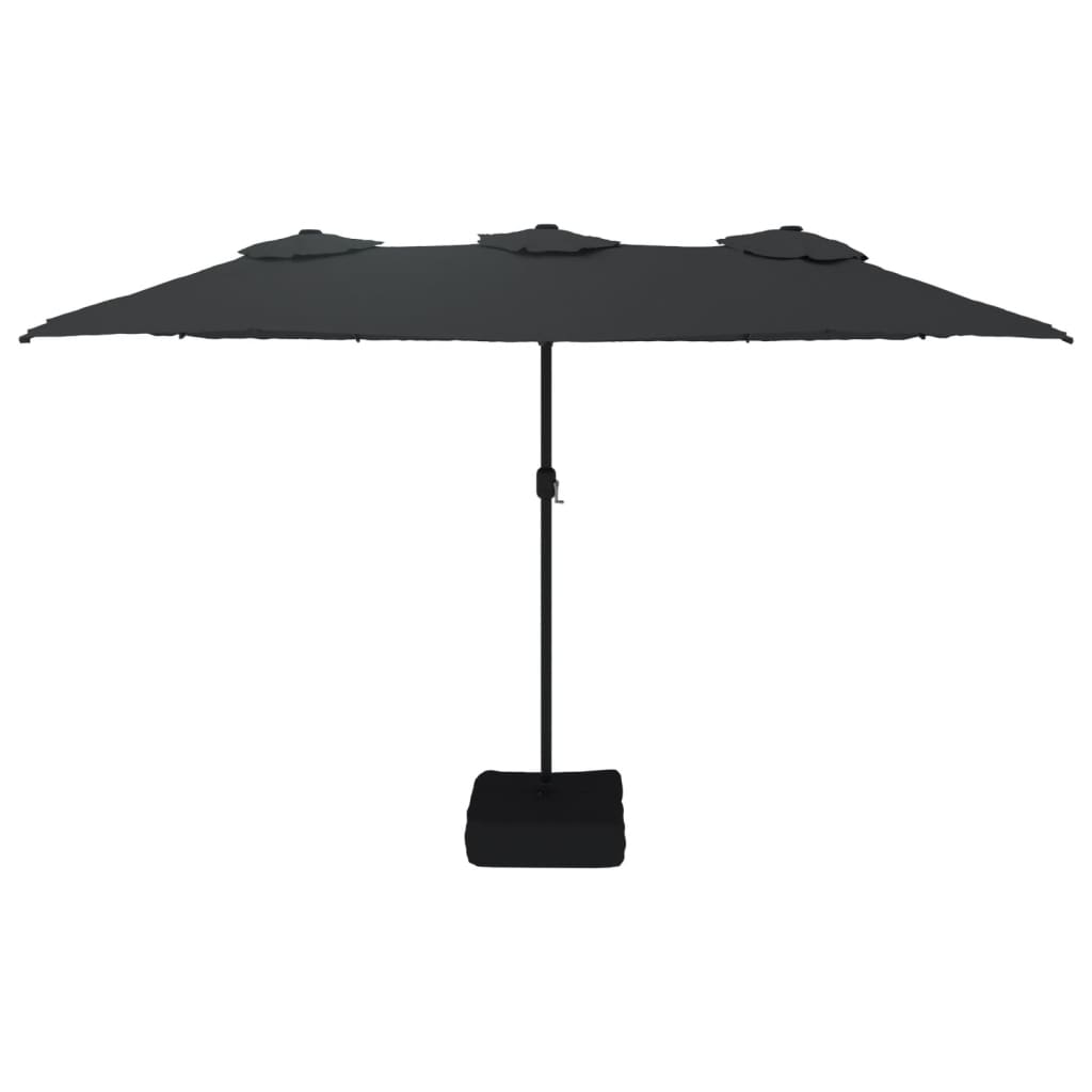 Parasol dubbel met LED 449x245 cm zwart