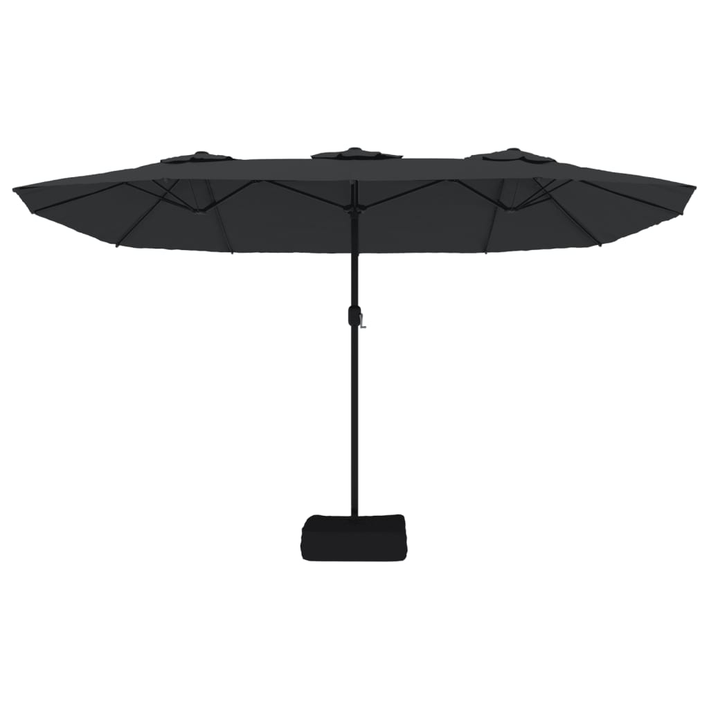 Parasol dubbel met LED 449x245 cm zwart