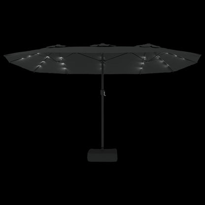 Parasol dubbel met LED 449x245 cm zwart