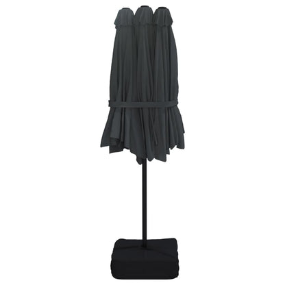 Parasol dubbel met LED 449x245 cm zwart