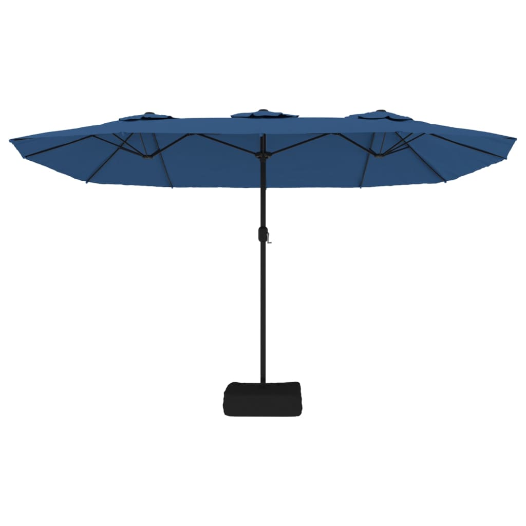 Parasol dubbel met LED 449x245 cm azuurblauw