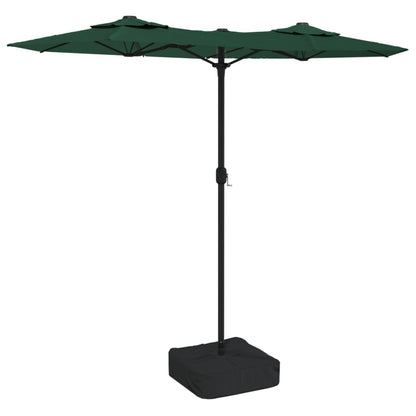 Parasol dubbel met LED's 316x240 cm groen