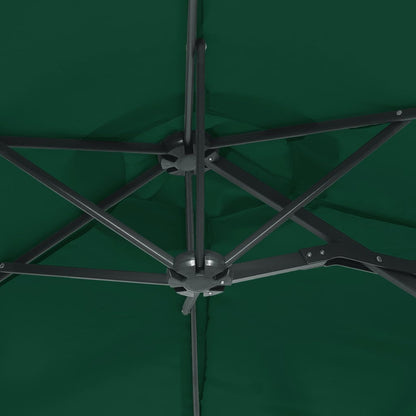 Parasol dubbel met LED's 316x240 cm groen