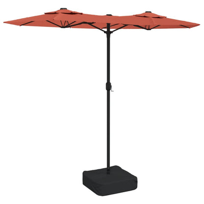 Parasol dubbel met LED's 316x240 cm terracottakleurig