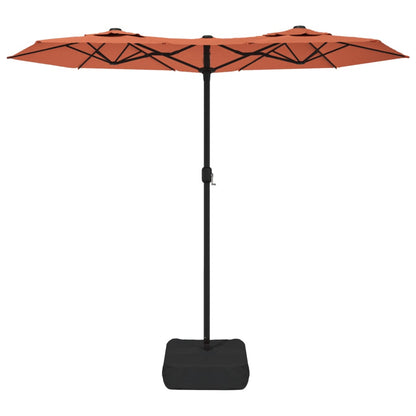 Parasol dubbel met LED's 316x240 cm terracottakleurig