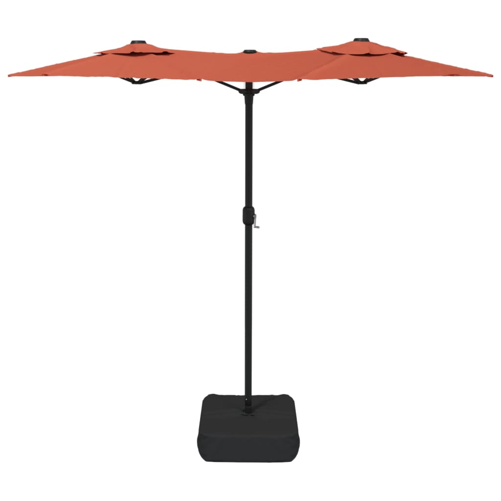 Parasol dubbel met LED's 316x240 cm terracottakleurig