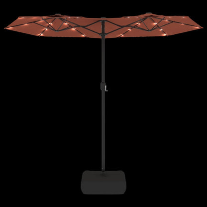 Parasol dubbel met LED's 316x240 cm terracottakleurig