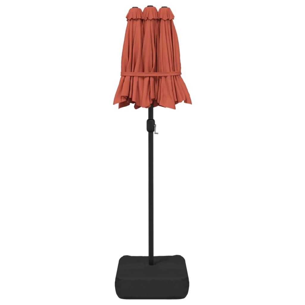 Parasol dubbel met LED's 316x240 cm terracottakleurig