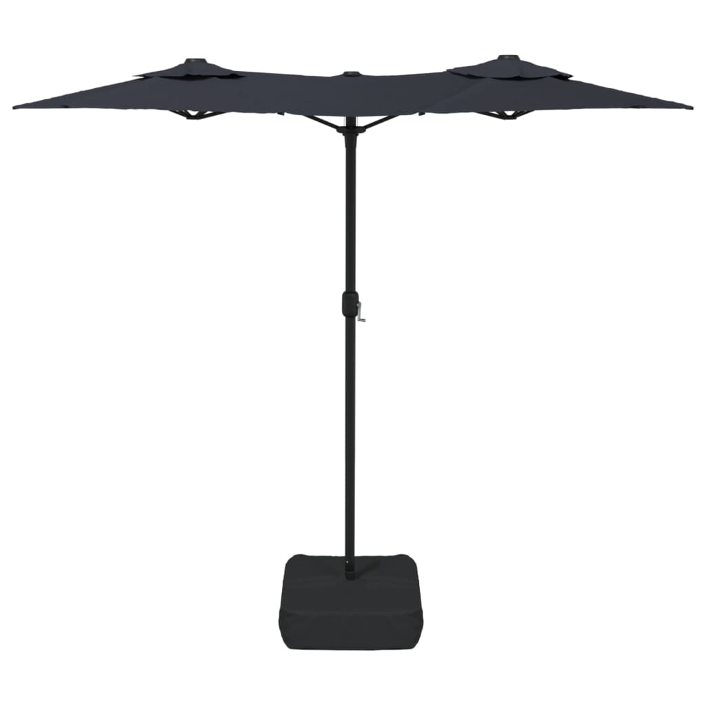 Parasol dubbel met LED's 316x240 cm zwart