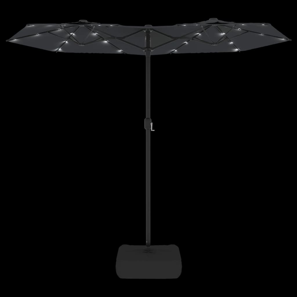 Parasol dubbel met LED's 316x240 cm zwart