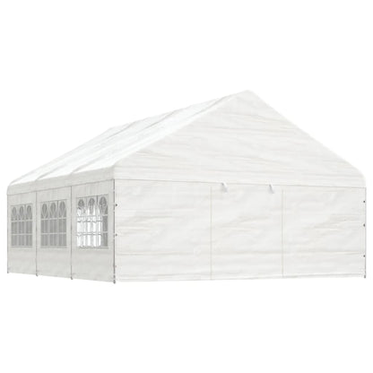 Prieel met dak 6,69x5,88x3,75 m polyetheen wit