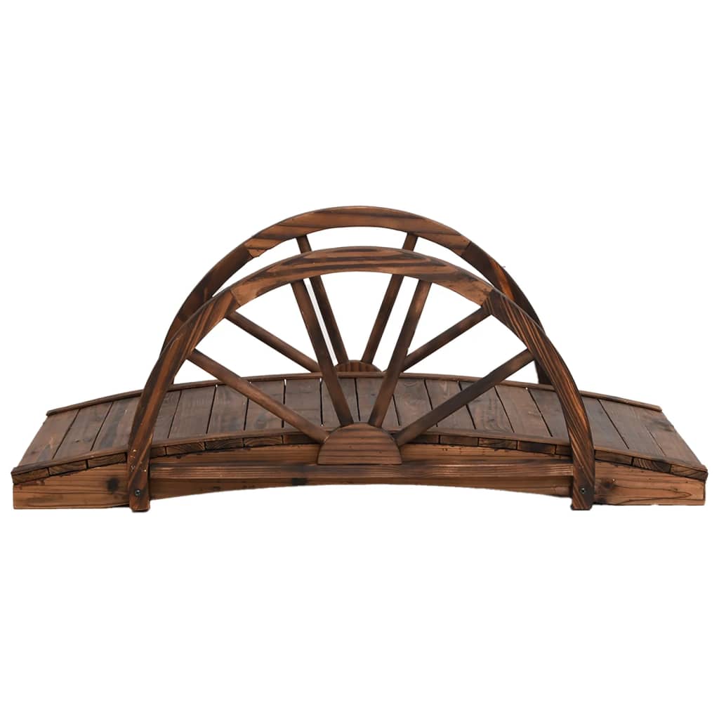 Tuinbrug met half wiel 99x50x38 cm massief vurenhout