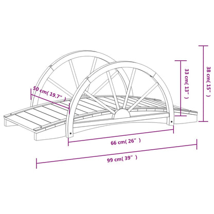 Tuinbrug met half wiel 99x50x38 cm massief vurenhout