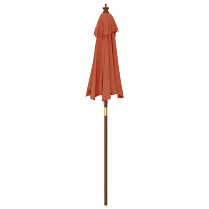 Parasol met houten paal 196x231 cm terracottakleurig