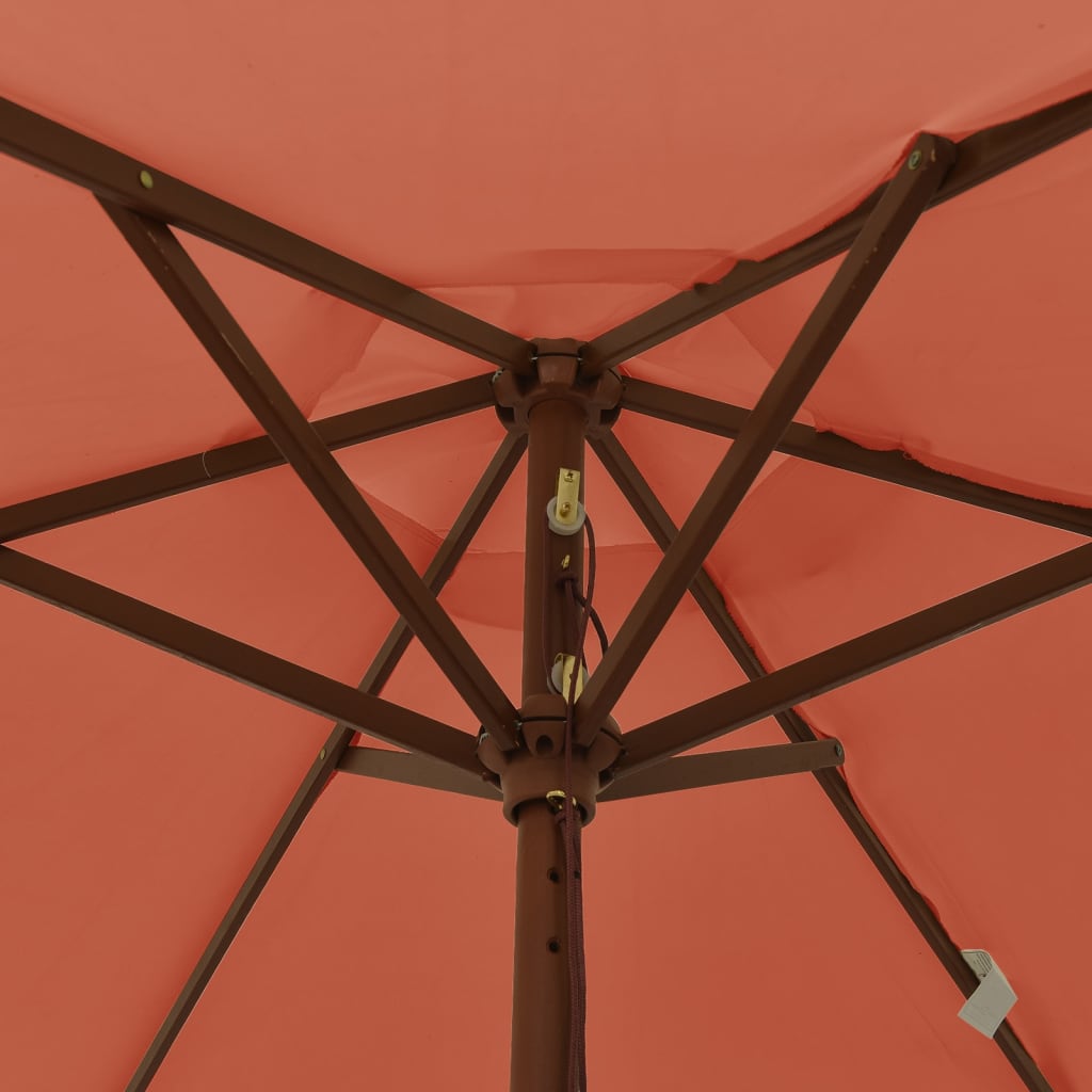 Parasol met houten paal 196x231 cm terracottakleurig