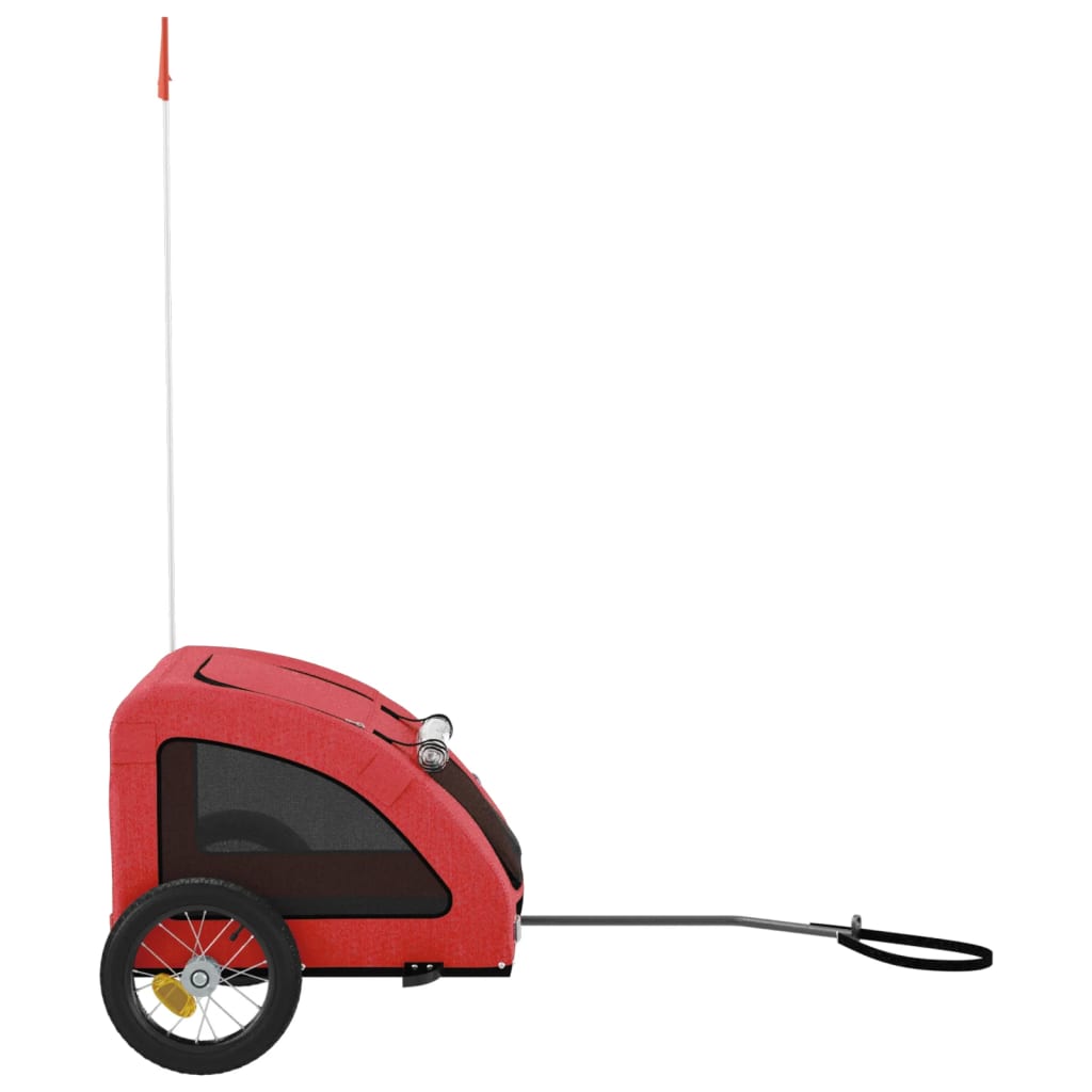 Hondenfietstrailer oxford stof en ijzer rood