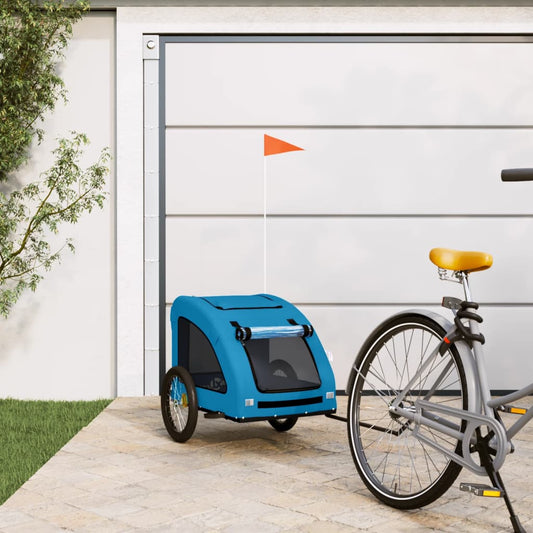 Hondenfietstrailer oxford stof en ijzer blauw