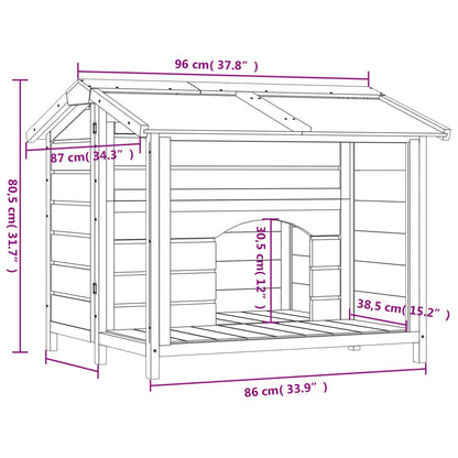 Hondenhok 96x87x80,5 cm massief grenenhout grijs