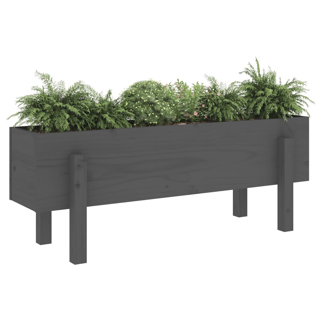 Plantenbak verhoogd 101x30x38 cm massief grenenhout grijs