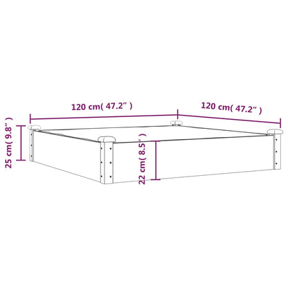 Plantenbak verhoogd met voering 120x120x25 cm massief vurenhout