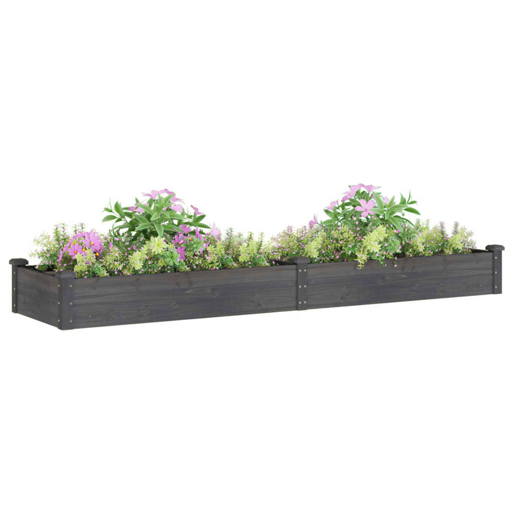 Plantenbak verhoogd met voering 240x60x25 cm vurenhout grijs