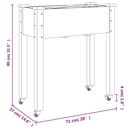 Plantenbak op wieltjes 71x37x80 cm massief vurenhout