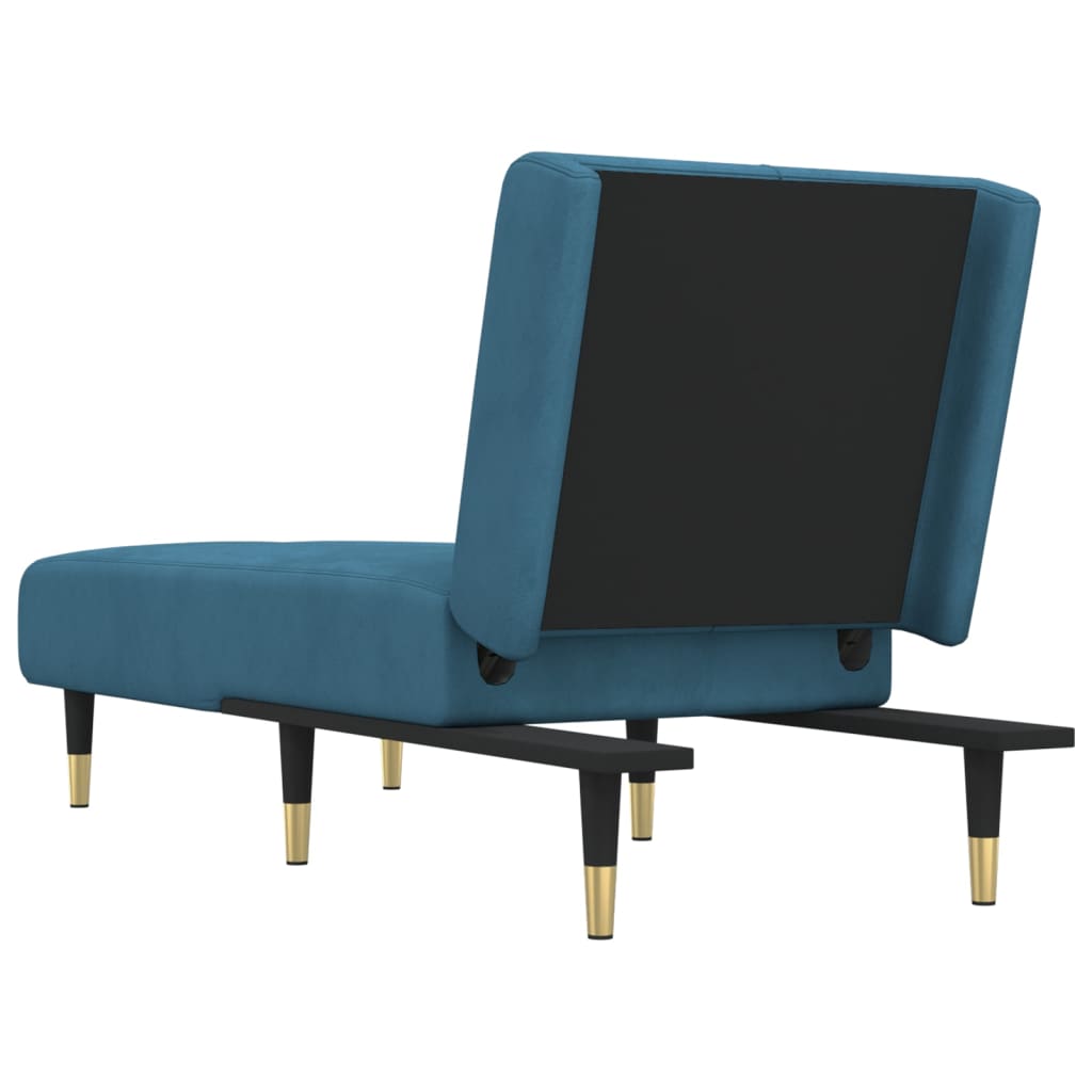 Chaise longue fluweel blauw