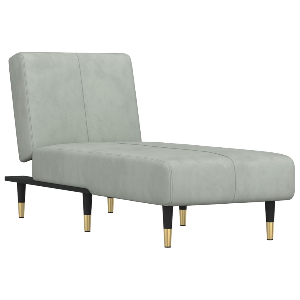 Chaise longue fluweel lichtgrijs