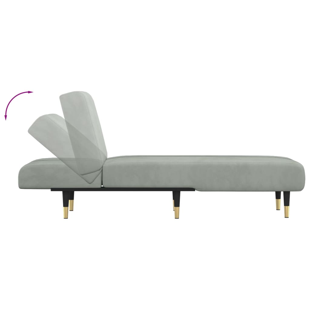 Chaise longue fluweel lichtgrijs