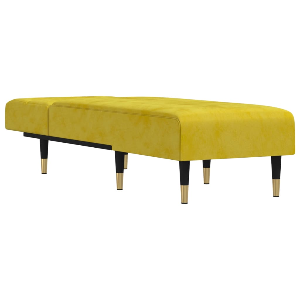 Chaise longue fluweel geel