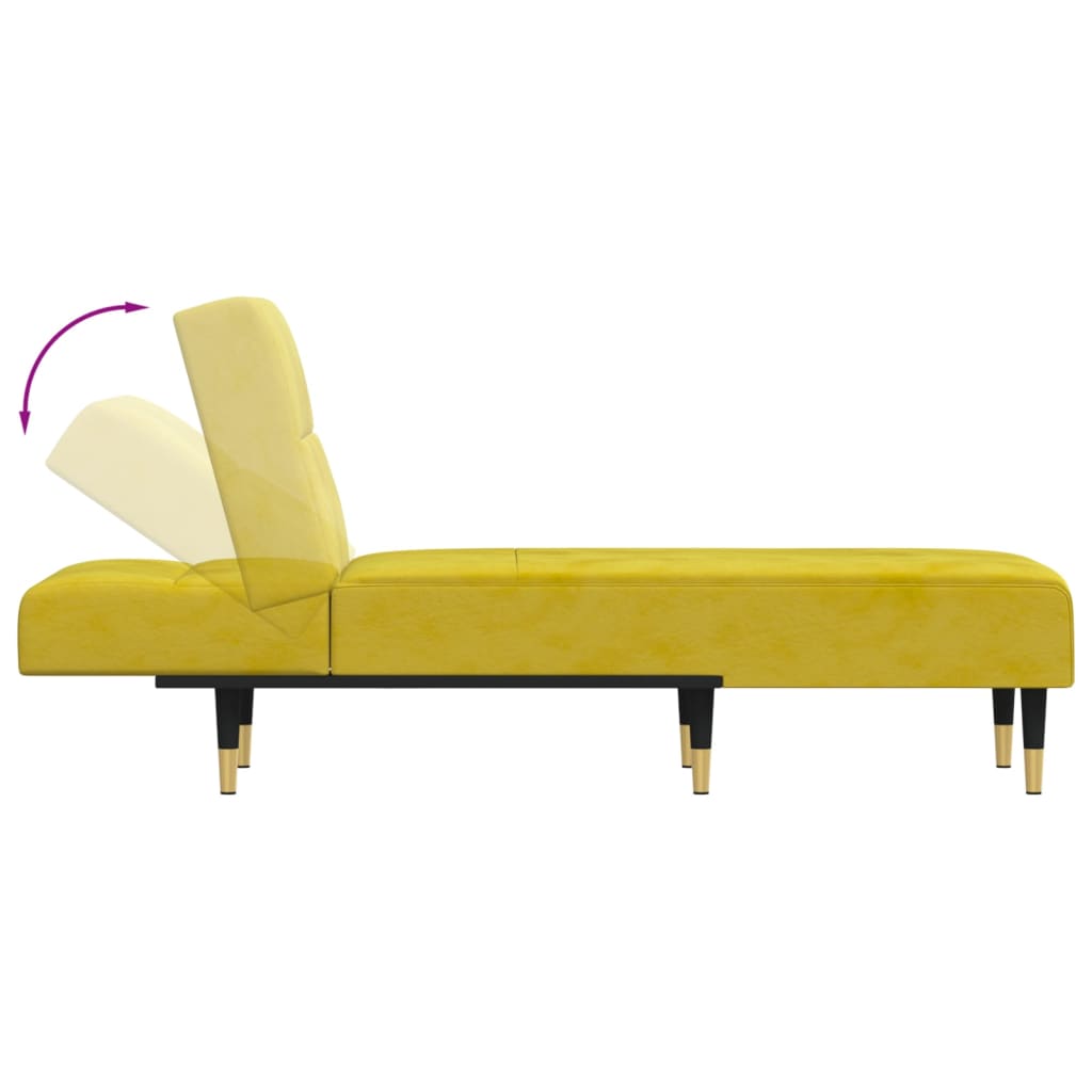 Chaise longue fluweel geel