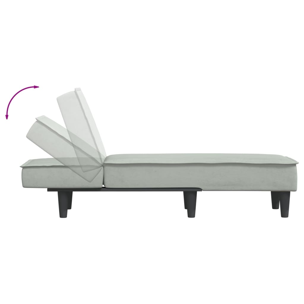 Chaise longue fluweel lichtgrijs