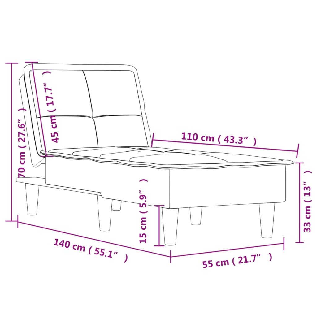 Chaise longue fluweel geel