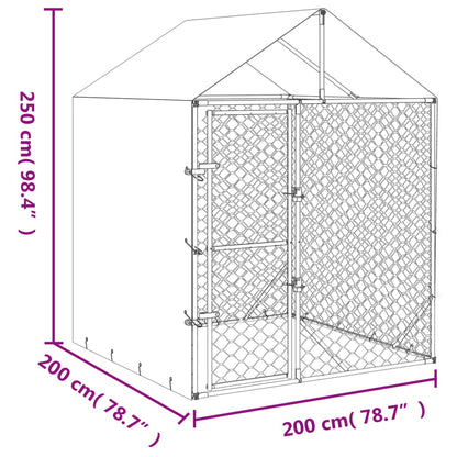 Hondenkennel met dak 2x2x2,5 m gegalvaniseerd staal zilver