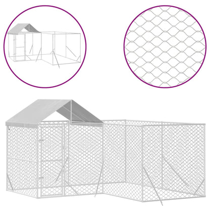 Hondenkennel met dak 4x4x2,5 m gegalvaniseerd staal zilver