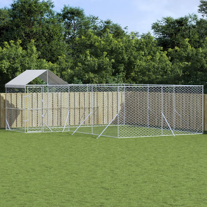 Hondenkennel met dak 6x6x2,5 m gegalvaniseerd staal zilver