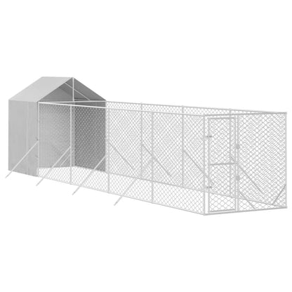 Hondenkennel met dak 2x10x2,5 m gegalvaniseerd staal zilver