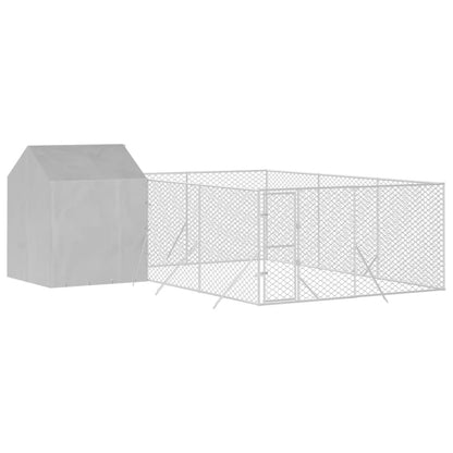 Hondenkennel met dak 6x6x2,5 m gegalvaniseerd staal zilver