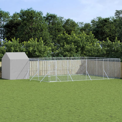 Hondenkennel met dak 10x6x2,5 m gegalvaniseerd staal zilver