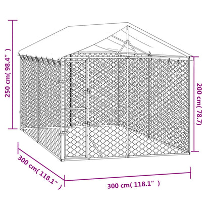 Hondenkennel met dak 3x3x2,5 m gegalvaniseerd staal zilverkleur