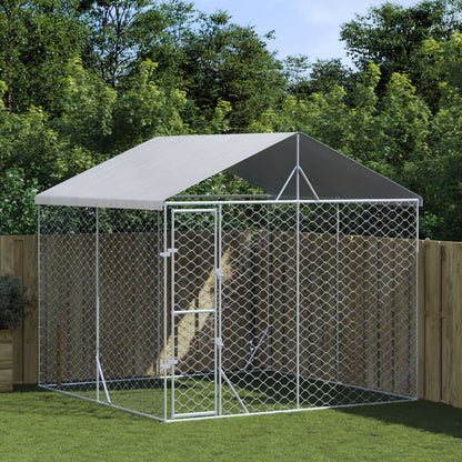 Hondenkennel met dak 3x3x2,5 m gegalvaniseerd staal zilverkleur