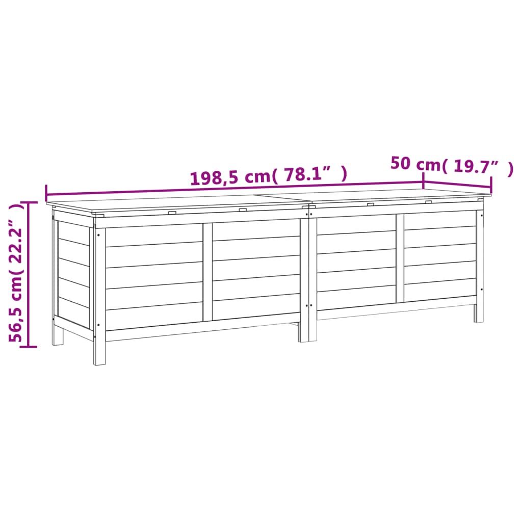 Tuinbox 198,5x50x56,5 cm massief vurenhout wit